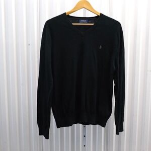 Polo Ralph Lauren Men's Black V-Neck Long Sleeve Sweater Size Large